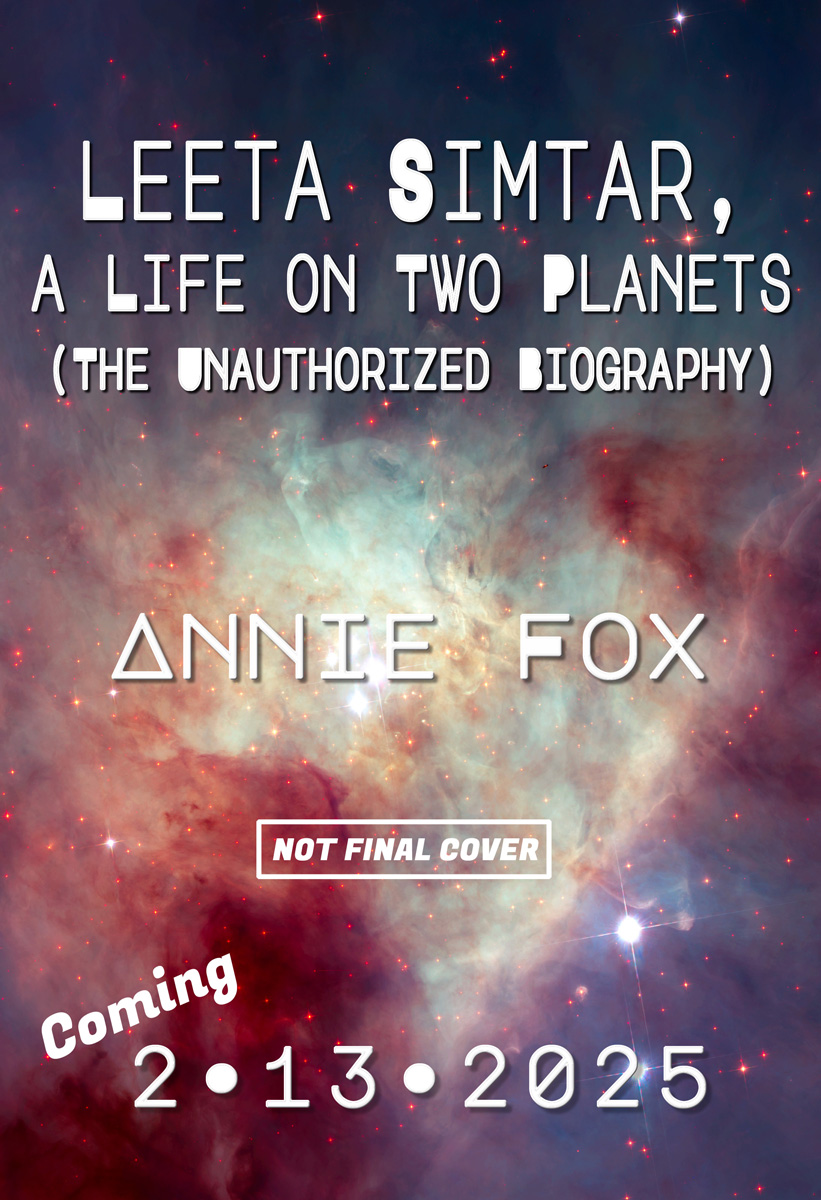 Temporary book cover for "Leeta Simtar, A Life on Two Planets"