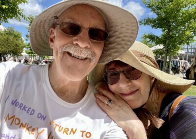 Author Annie Fox and game developer husband David Fox taking a break in Lisbon, Portugal.