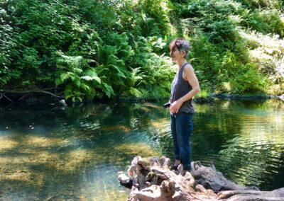 YA Annie Fox enjoys the serenity of Lagunitas Creek in Marin County, CA, while taking a writing break from “The Little Things That Kill: A Teen Friendship Afterlife Apology Tour”. If you like love triangles and the plot twists of Holly Jackson, you'll love Annie's young adult novel.